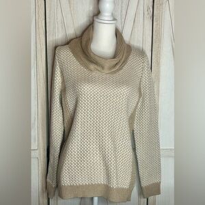 Calvin Klein Womens Cowl Neck Knit Sweater Acrylic Beige White
Sz Medium